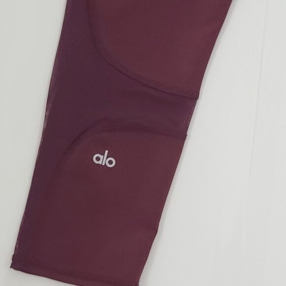 ALO Yoga Mesh Detail Cropped Leggings High Waist Maroon Red Size Small - Picture 5 of 8